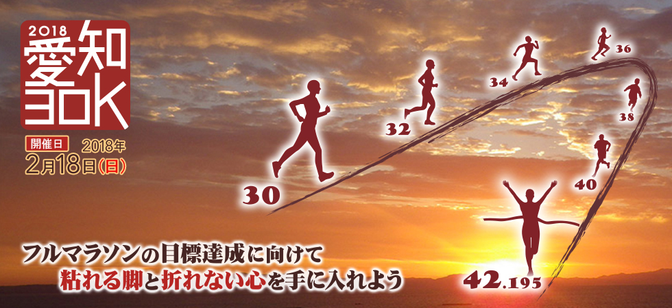 2018年2月18日（日）に開催される、愛知30Kでフルマラソンの目標達成に向けて脚をつくろう